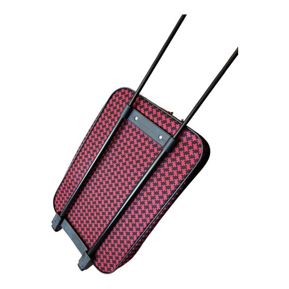 Collapsible Red & Black Travel Suitcase with Wheels and Retractable Handle - Picture 2 of 5